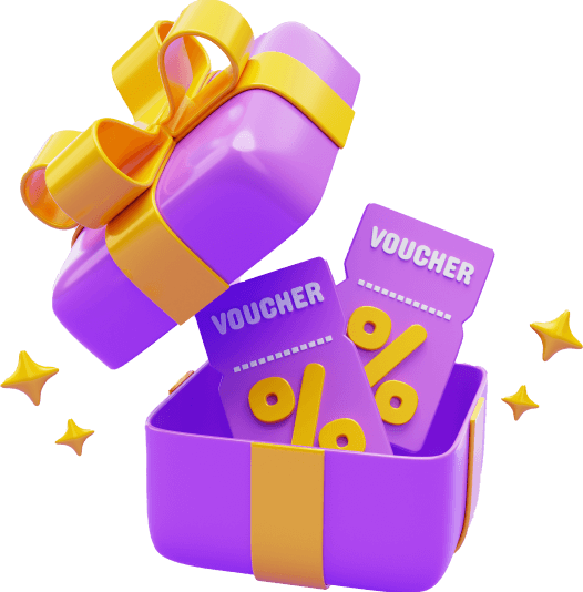 purple-open-gift-box-with-voucher-bonus-surprise-minimal-present-greeting-celebration-promotion-discount-sale-reward-icon-3d-illustration 1